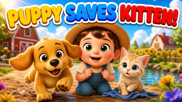 Storm the puppy and Tibino with the rescued kitten Milo