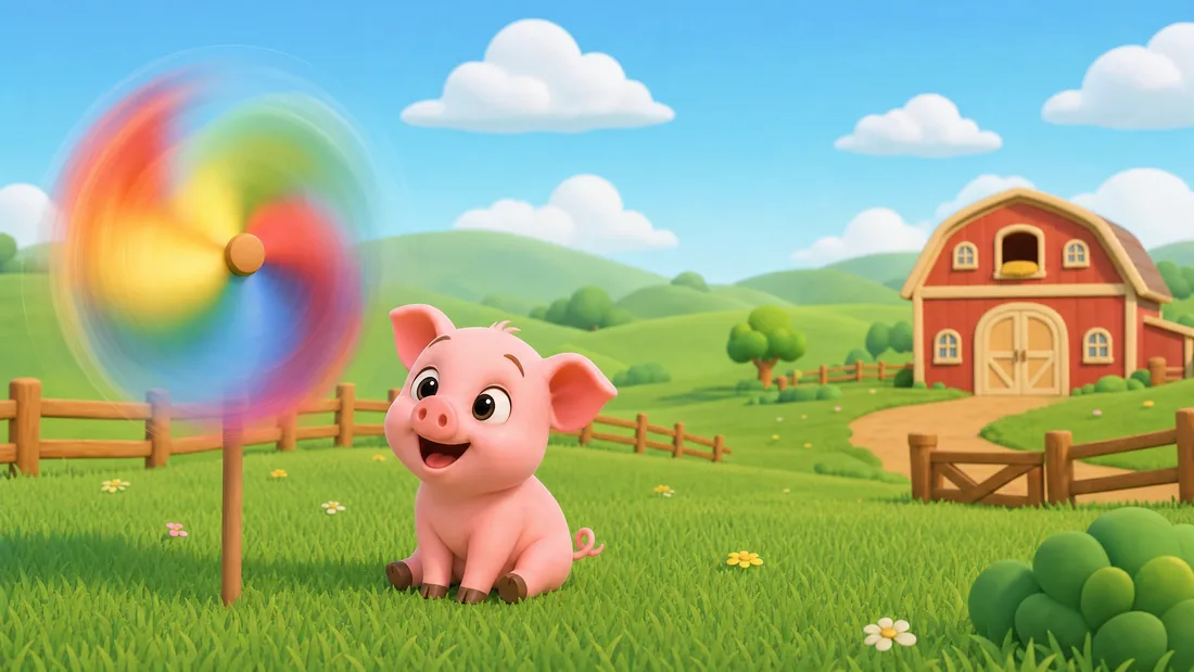 Rosie sits transfixed in front of a pinwheel spinning so fast its colours blur