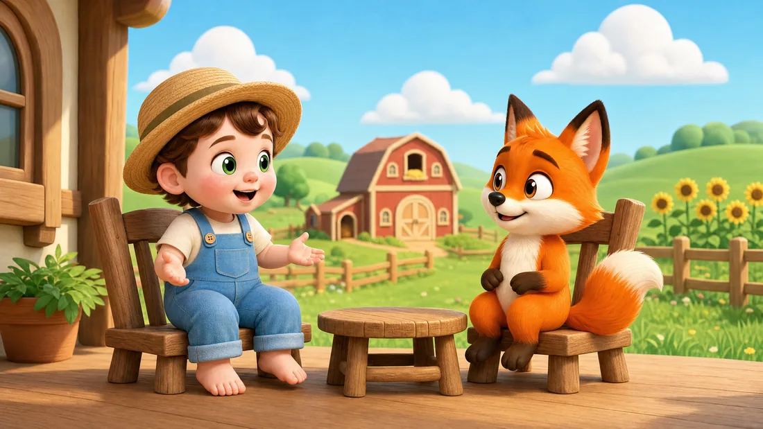 Tibino and Foxy sit facing each other on the porch, deep in conversation